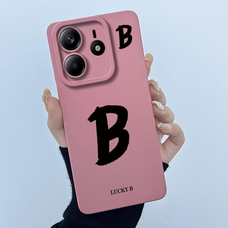 For Xiaomi Redmi Note 14 5G Cover Case Lucky Initial Letter Couple Silicone Soft Matte Phone Bumper for Redmi Note14 5G Casing