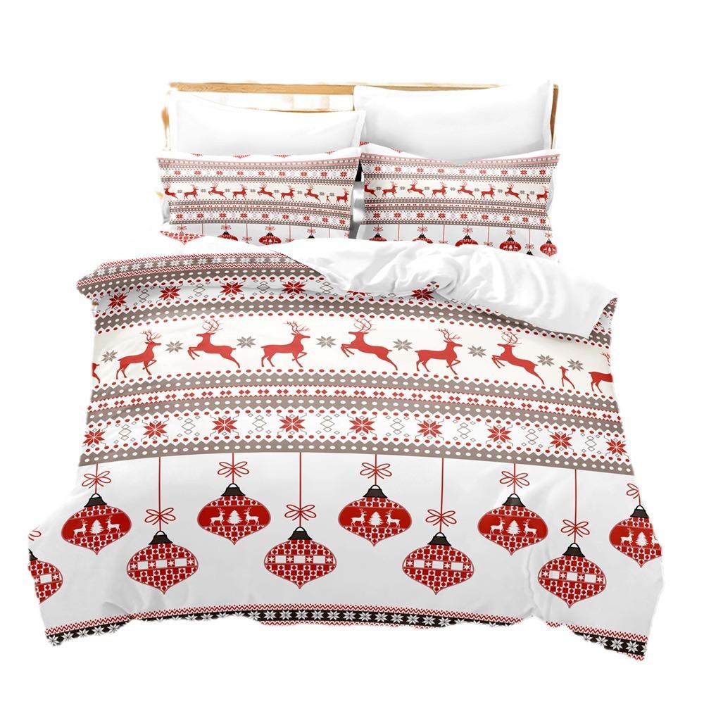 Weihnachts 3D Digitaldruck Dreiteiliges Bettwäsche-Set, Weihnachts Strickserie