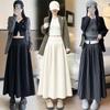 Maternity Woolen Pleated High-Waisted A-Line Long Skirt for Autumn/Winter 2026