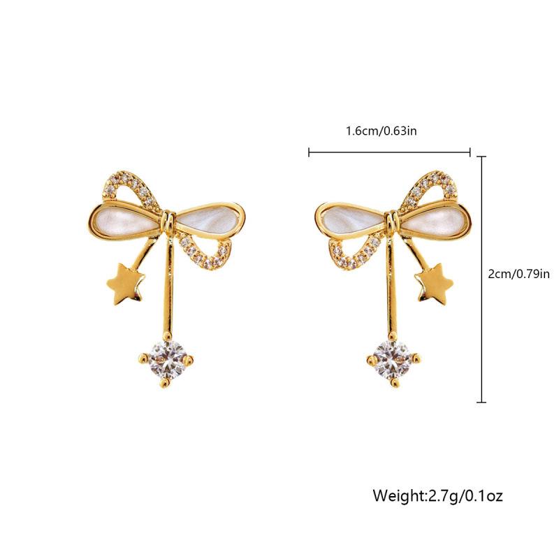 Small Sparkly Diamond Bow Earrings - Creative Simple Design, High-Quality Stud Accessories