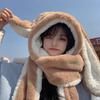 3in1 Winter Hat Glove Scarf Set Warmer Soft Plush Cartoon Rabbit Hat for Student
