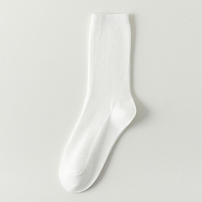 Gray Socks Pure Cotton Stacking Socks Spring And Autumn Thin Solid Color Double Needle Boneless Cotton Sweat-Absorbing Deodorant Medium Tube Socks