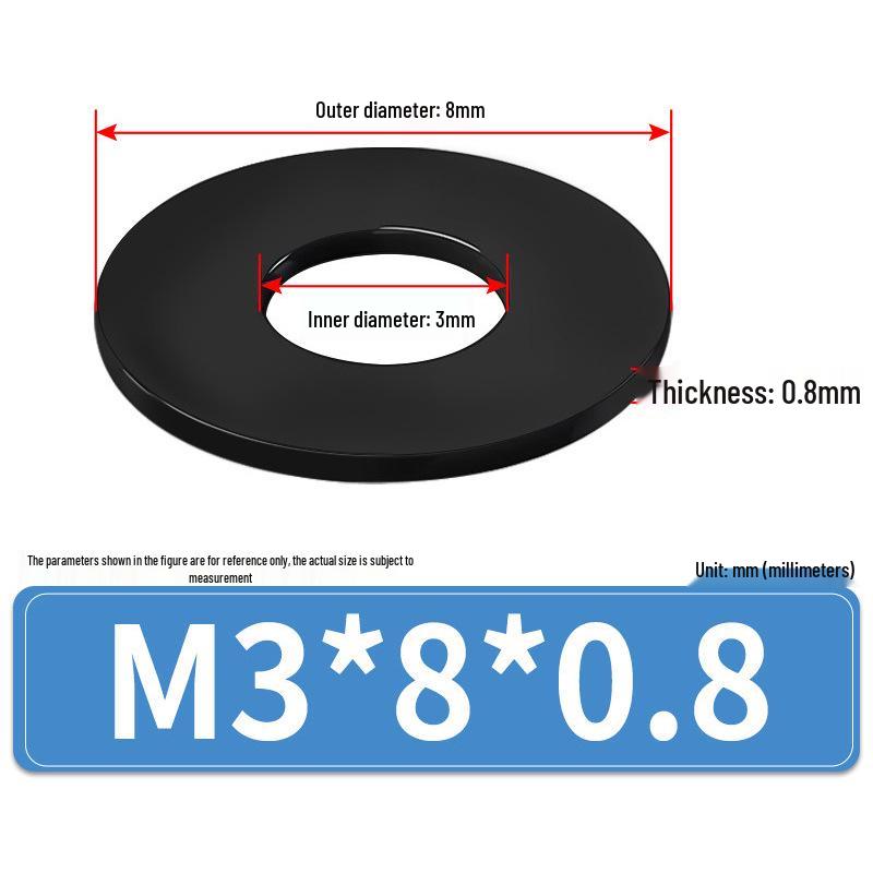 8.8 Grade Black Hardened High-Strength Oversized Flat Metal Spacer Washer (M2-M8)