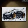 Modern Abstract Print Wall Art Black Golden Racing Canvas Painting for Living Room Canvas Poster for Corridor Bedroom Decoration