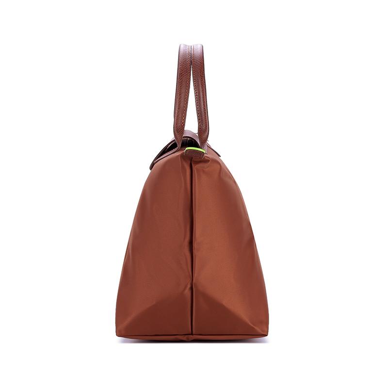 Longchamp Le Pliage Green 30 Foldable Snap Button Zipper Closure Short Handle Dumpling Tote Bag Medium Women Tote Bags Brown 1623919504