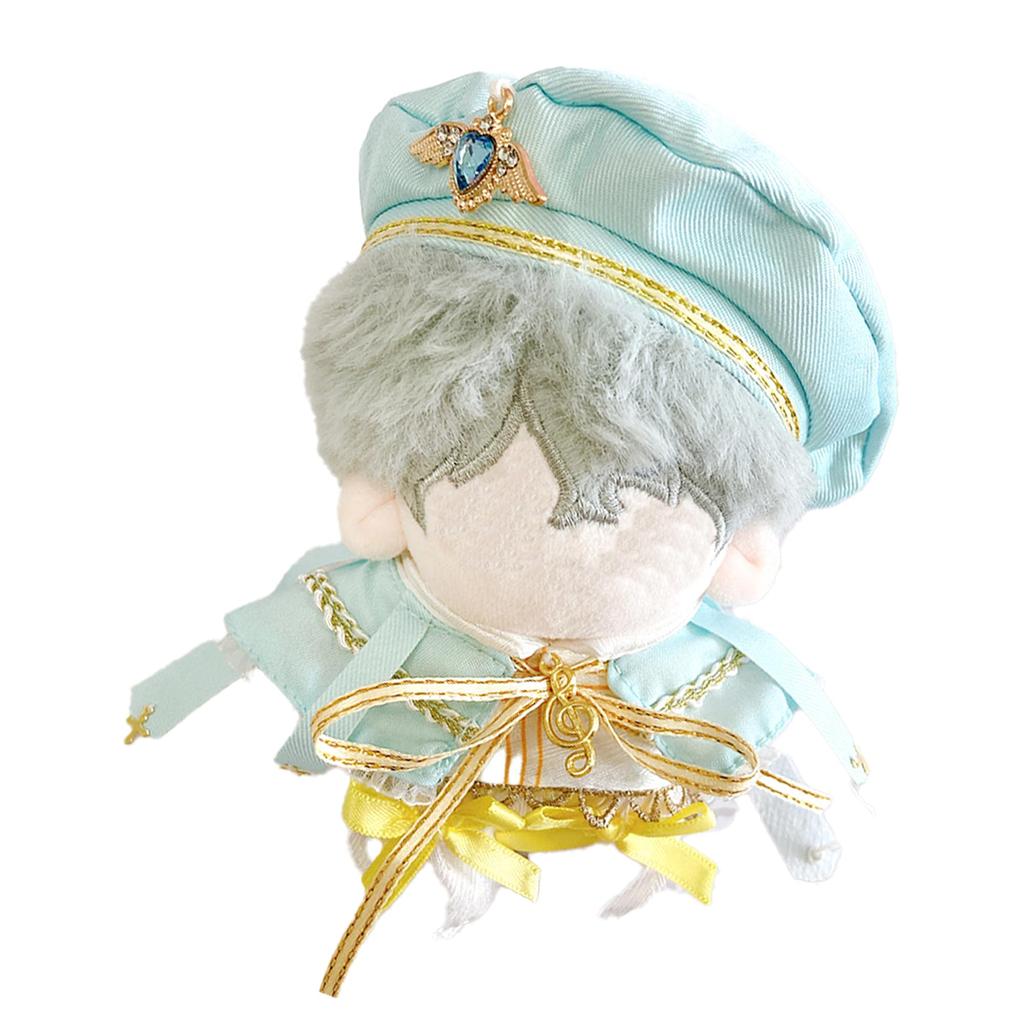 Beret, Cape, Shirt, and Pants 4-Piece Set for 10-15cm Plush Dolls, Blue [Used]