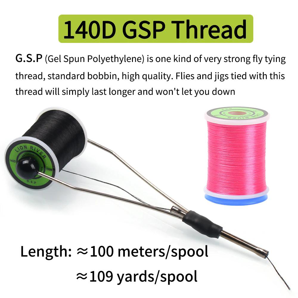 100m/spool 140D GSP Thread Strong Polyethylene Line Saltwater Fishing Bass Pike Flies Jigs Lure Tying Material 6 Colors
