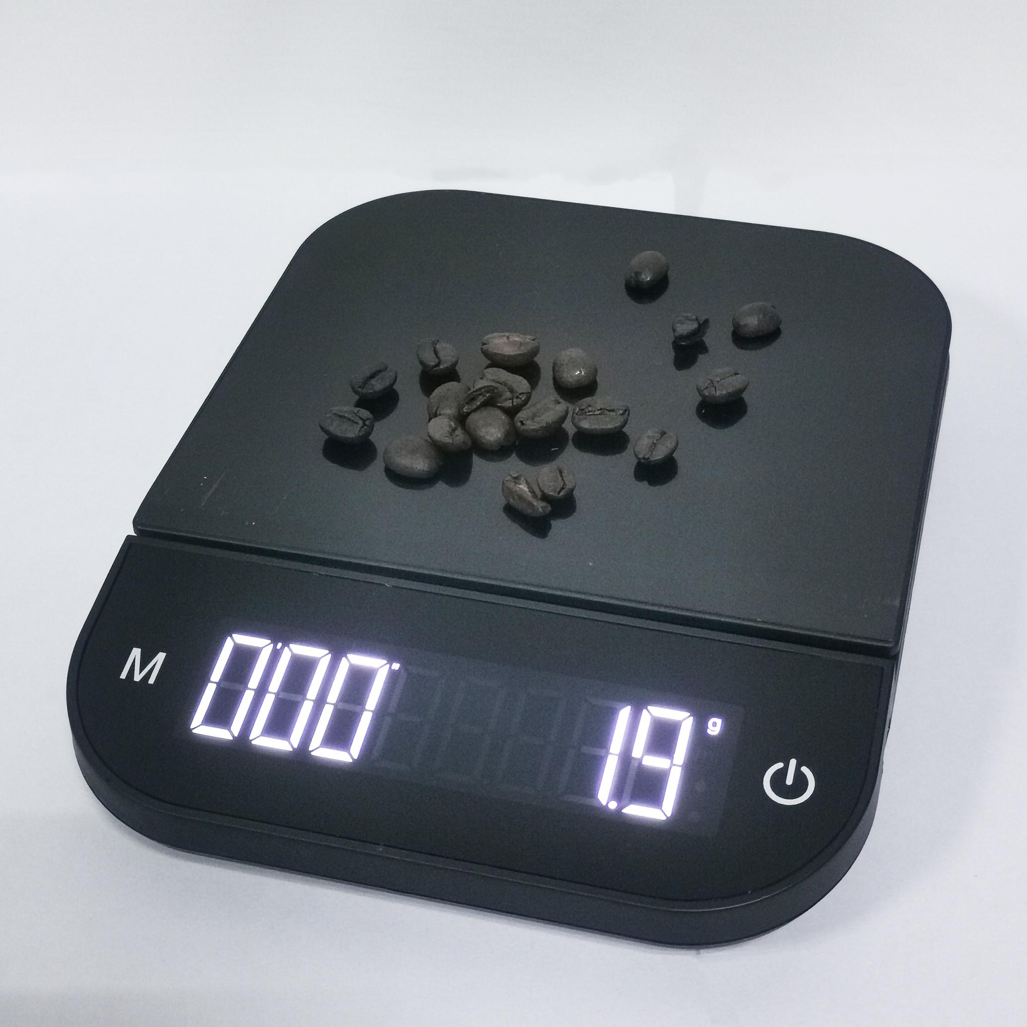 

LED Display 3kg Coffee Scale With Timer for Hand Brew Coffee WaterProof Kitchen Scale Type C Power 3Kg чёрный