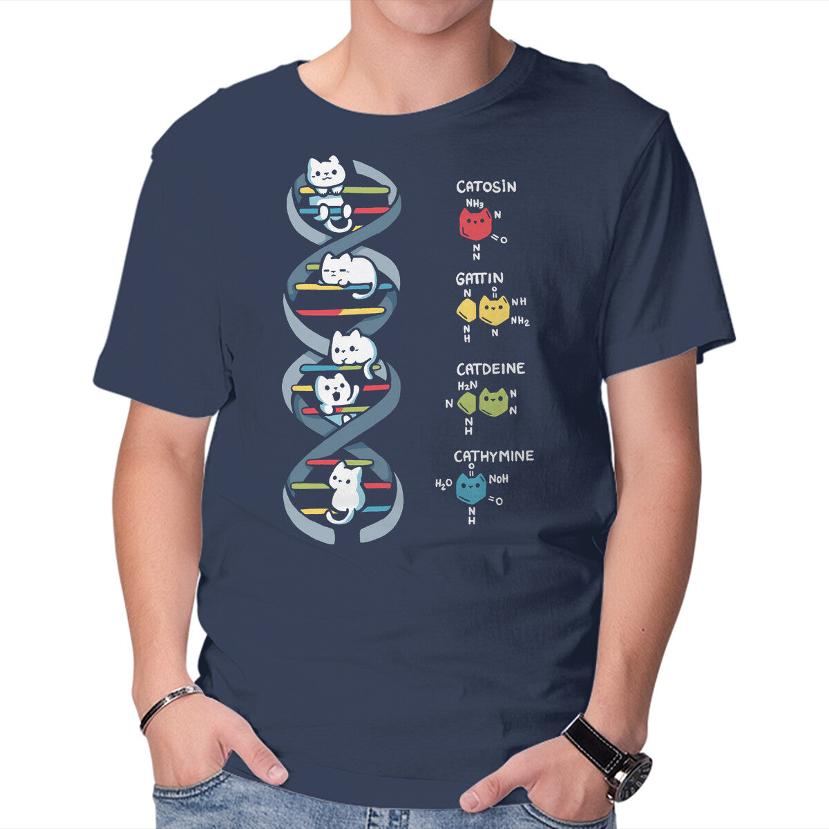 Unisex Crew Neck T-Shirt Dna Kitten Graphic Short Sleeve Casual Tee XXXXL