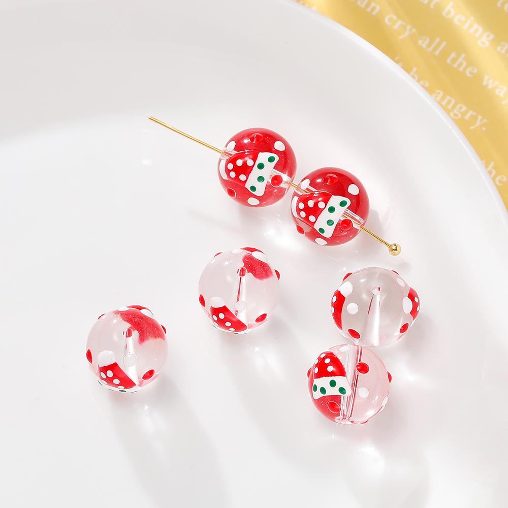 5pcs/lot Christmas Elements Glass Beads Loose Spacer Beads For Jewelry Making DIY Bracelet Necklace Accessories
