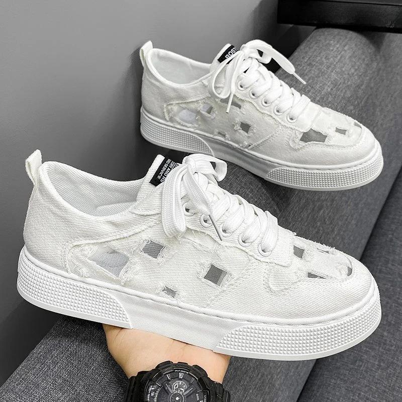 Fashion Canvas Male Shoe Non Slip Wear To Work Korean Style Men's Casual Shoes Walking Elegant Breathable Classic Original Sale Sneakers
