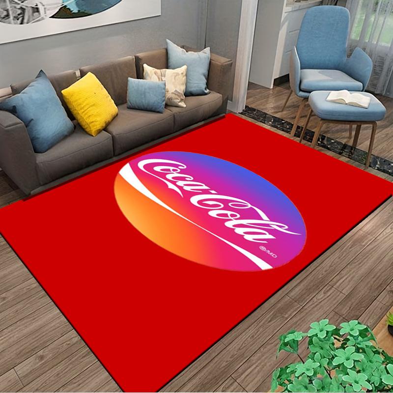 Red Carpet with Classic Coca-Cola Text Logo Design for Home Suitable for Use As an Anti-slip for Living Room Bedroom Sofas