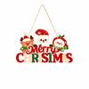 Wooden Christmas Door Hanging Reindeer Decorative Christmas Ornaments Santa Claus Snowflake Xmas Wall-mounted Pendants