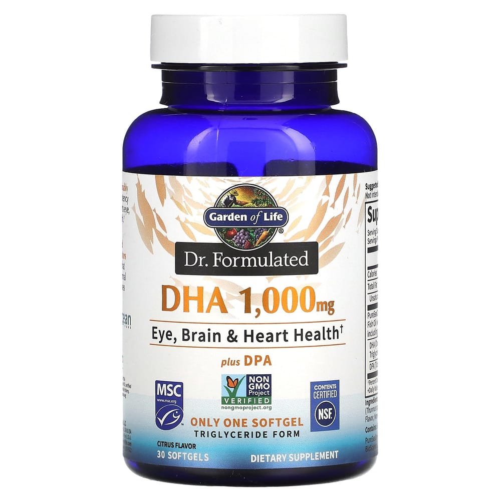 Garden of Life Dr. Formulated DPA DHA, Tangerine Flavor, 1000mg Softgels, 30 Count