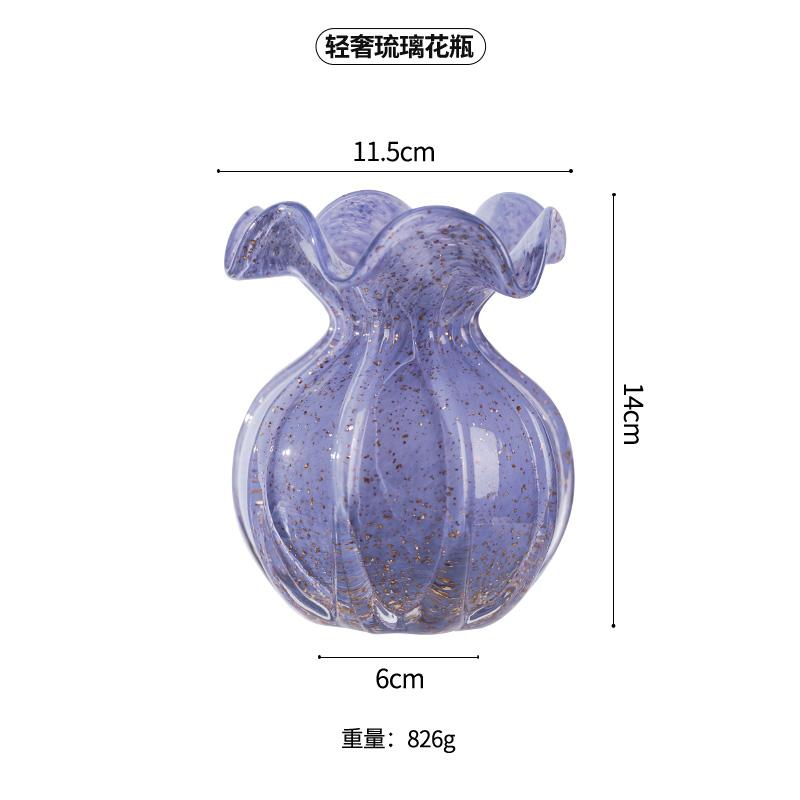 Glass Vase Purple Pink Lace Flower Arrangement Container Table Top Hydroponic Exquisite Dining Table Floral Vase Home Decoration