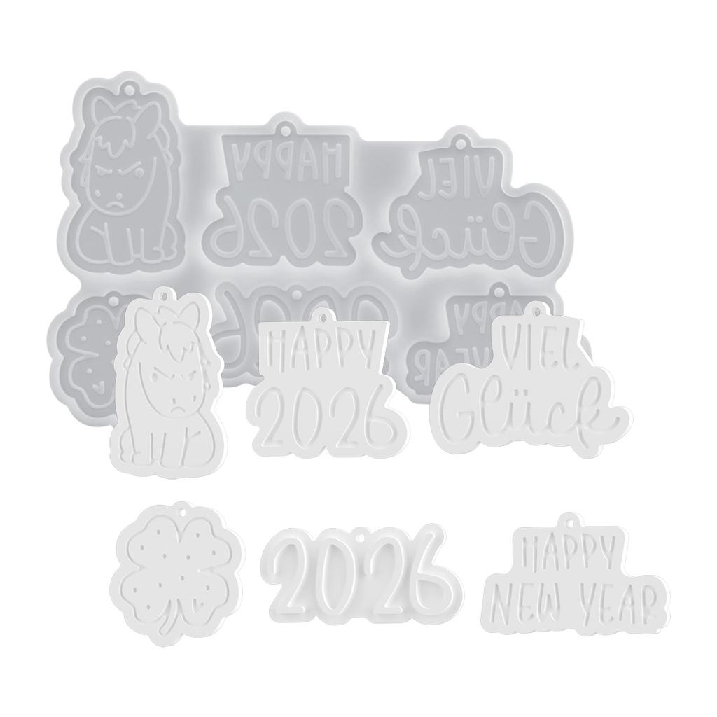 DIY New Year little horse pendant hanging epoxy mold, little horse blessings 2026 tag mold, desktop storage