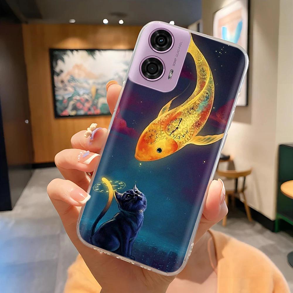 For Moto G24 Phone Case Lovely Panda Patterns Soft TPU Clear Silicone Bumper For Motorola G04 MotoG24 Cover Fundas For Moto E14