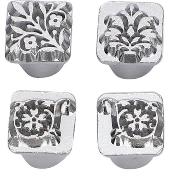 12PCS Leather Stamping Tools, 12 Patterns Zinc Alloy Leather Craft Stamps Punch Set Tool, Flower Design Leather Stamper for Leather Craft DIY Jewelry