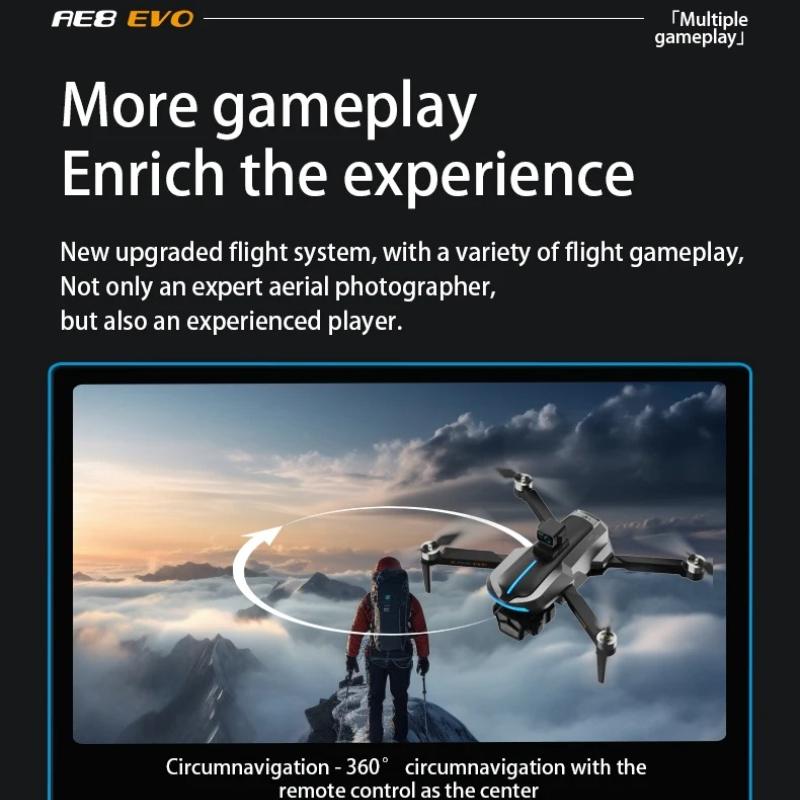 AE8 EVO GPS Drone 8K Professional HD Three Camera with Screen 5G WIFI 360°Obstacle Avoidance Brushless Rc Quadcopter FPV 5G WIFI Transmission UAV