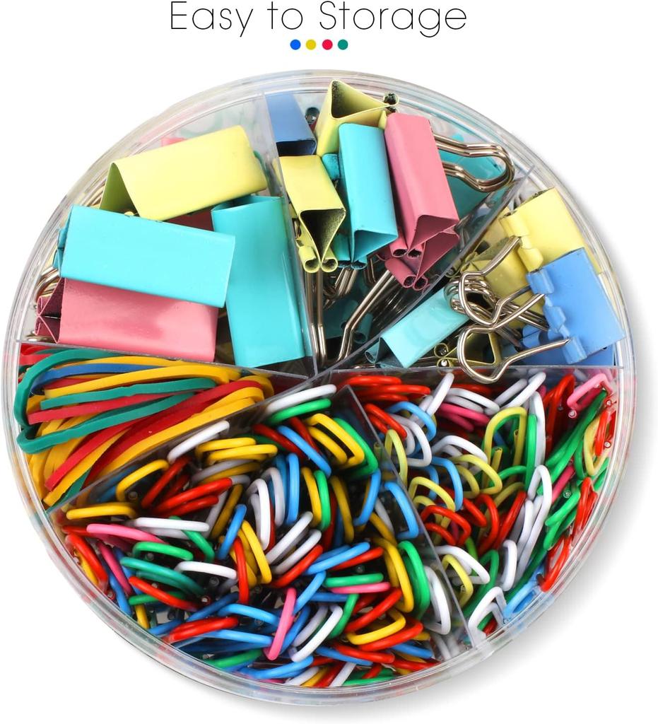 300 Pcs Binder Clips Rubber Bands Office Set Paper Clips School  Teacher Supplies For Office Desk Essentials (Assorted Sizes)