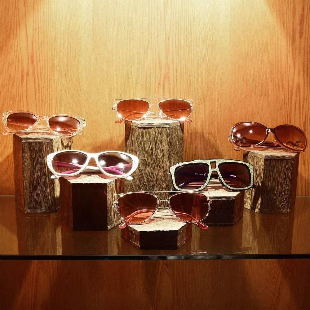 6pcs/set Wooden Hexagon Display Stand Decorative Show Shelf Jewelry Holder Vintage Style Jewelry Display Stand Bracelet Storage
