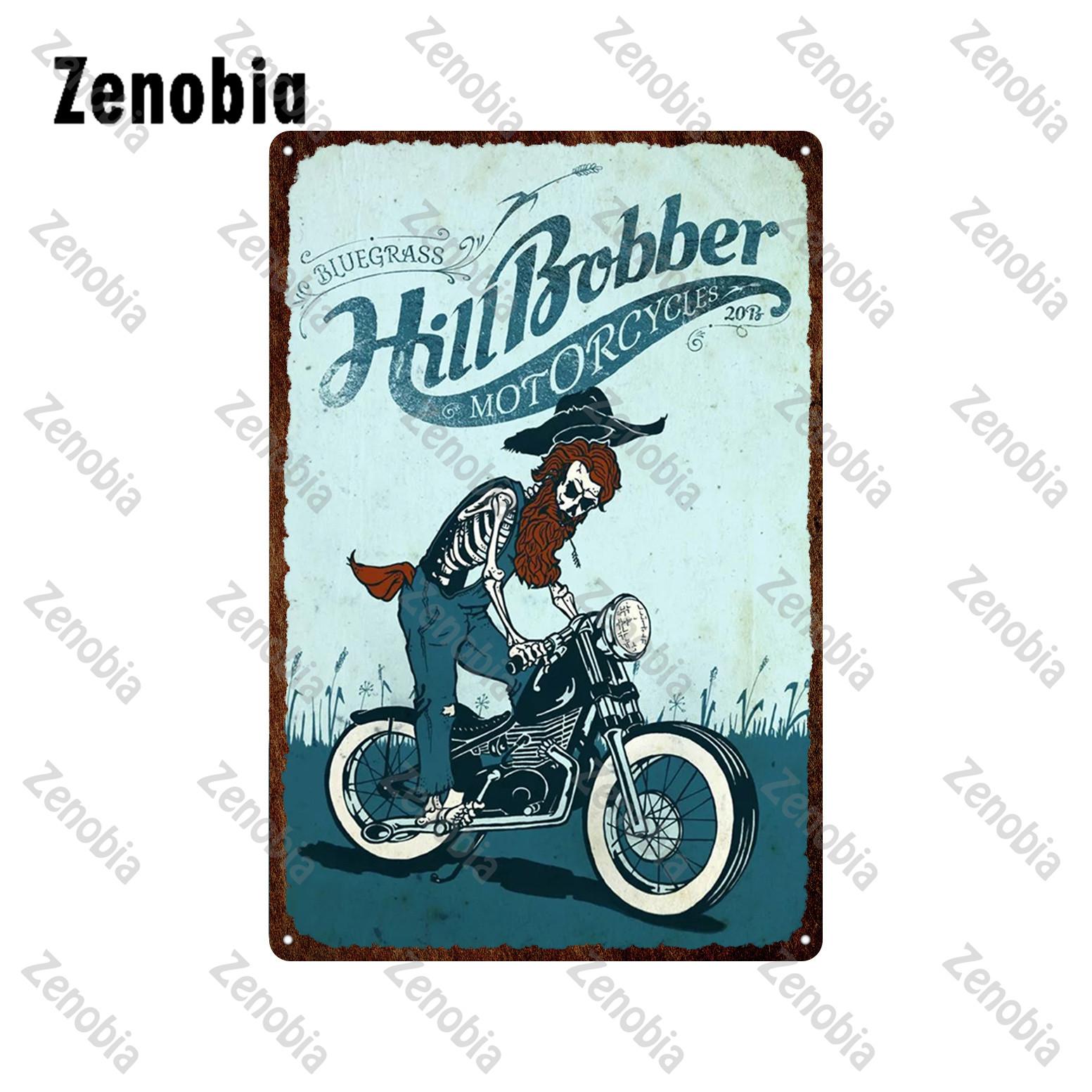 

Металлические знаки для мотоциклов Hill Bobber Cafe Racer Oil School Chopper, металлический плакат, винтажная табличка, ретро-жесть, гараж, домашний декор 20x30cm