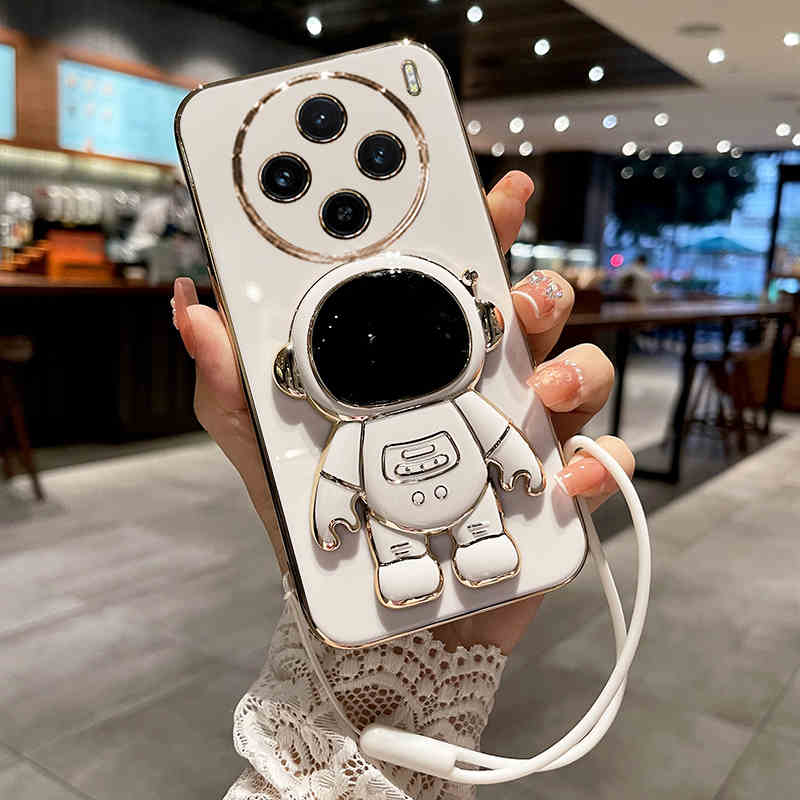 Plating Astronaut Case for VIVO X200 Pro Mini Luxury Electroplating TPU Soft Back Cover for VIVO X100S Pro X100 Ultra Shockproof Bumper