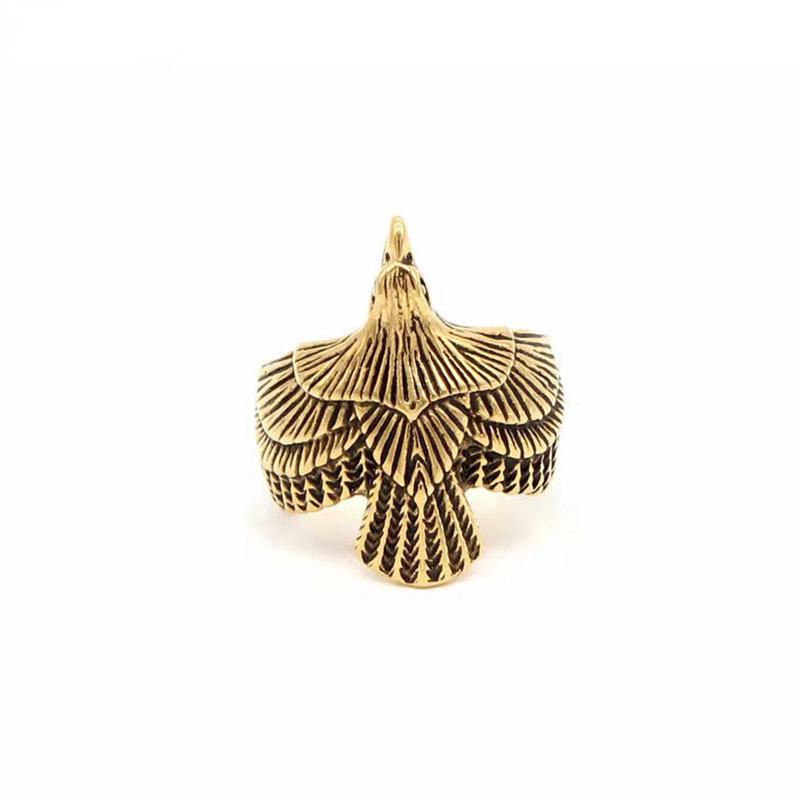 

New Retro Trend Jewelry Steel Color Eagle Ring Flying Eagle Ring one size(US size 6-13)