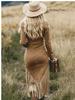 2025 Retro Western Slim-Fit Tassel Hem Cowboy Dress for Girls