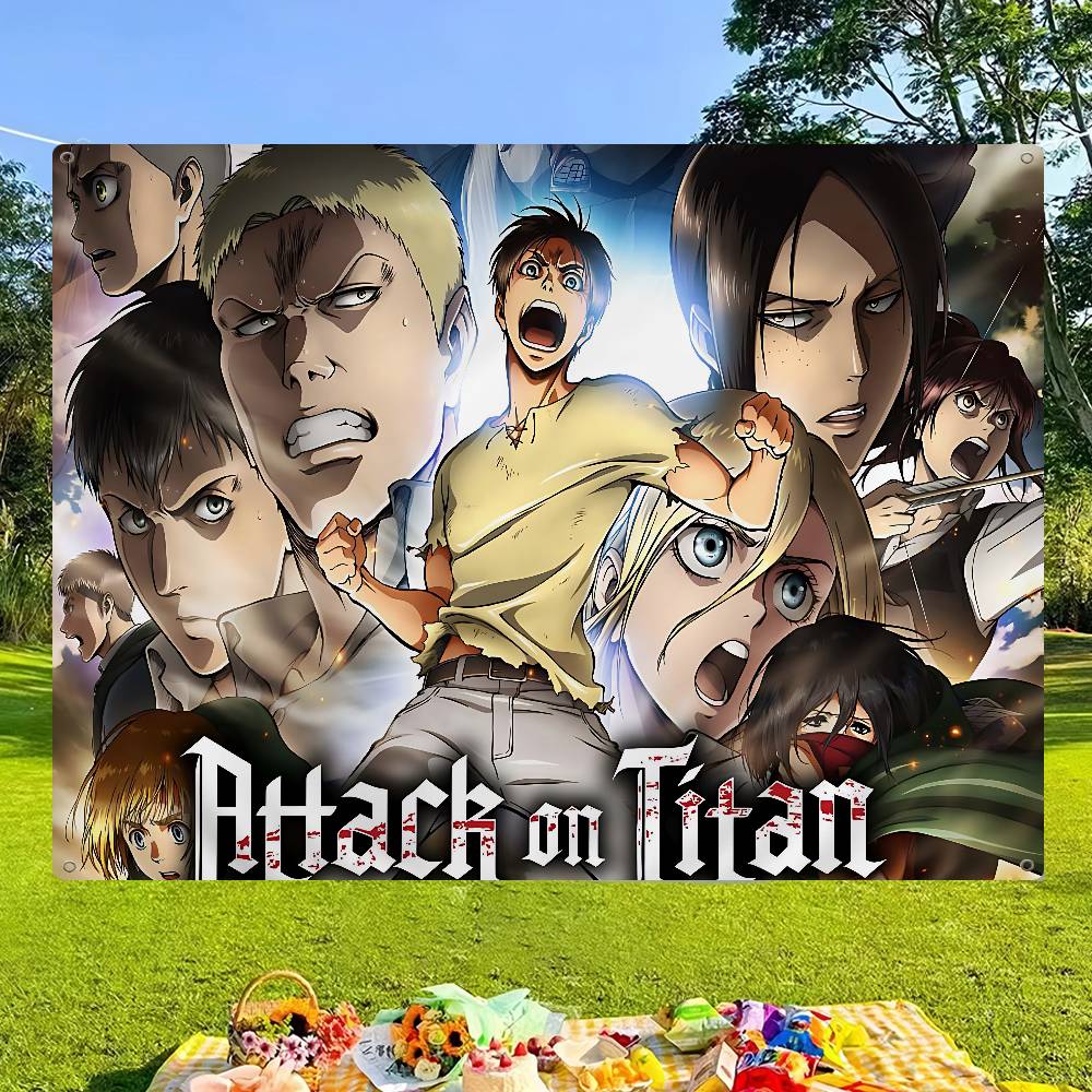 AAttack On Titan Anime Small Size Cheerleading Banner Hand Pulled Flag Outdoor Atmosphere Flags