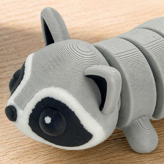 DYS 3D Printed Raccoon Figurine Decoration with Movable Joints, Cute Articulated Animal Desktop Ornament, Stress Relief Toy for Home Office
