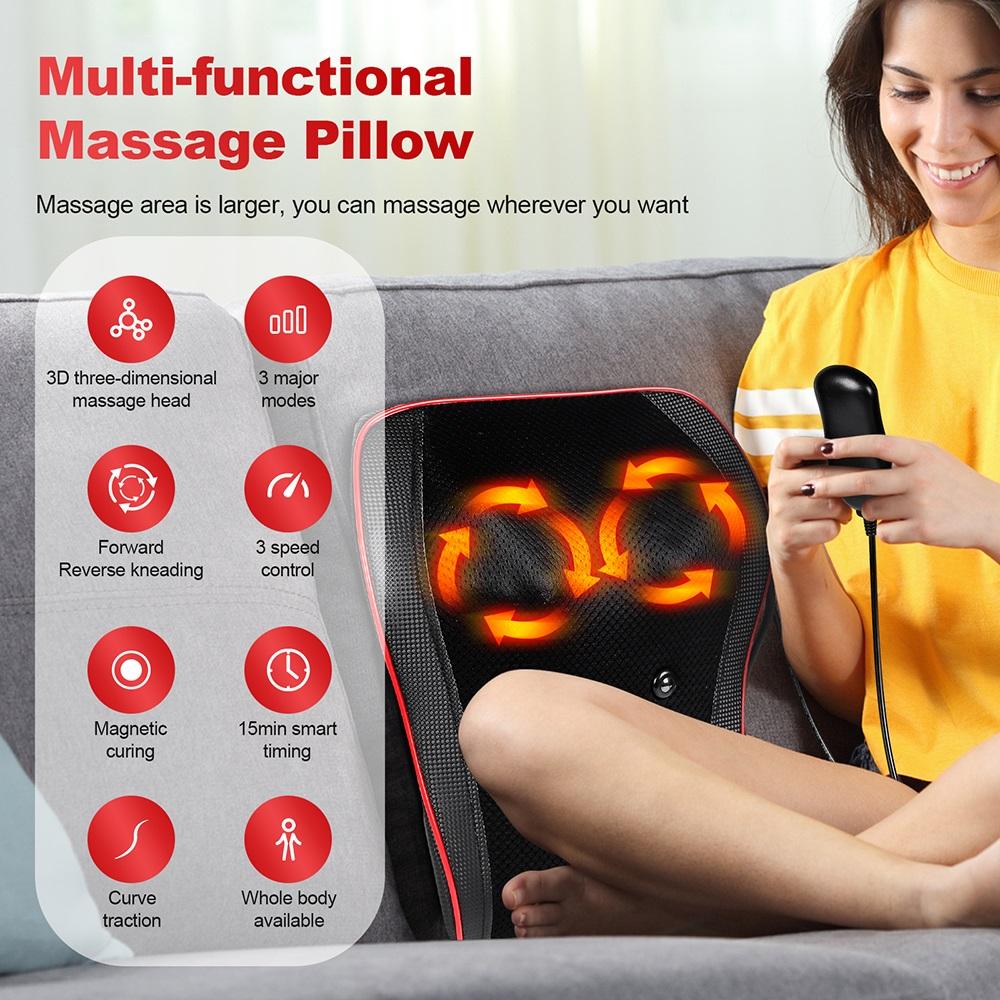 Back And Neck Cervical Massage Pillow Airbag Waist Kneading Massage Cushion Lumbar Chair Massager Car Back Pillow