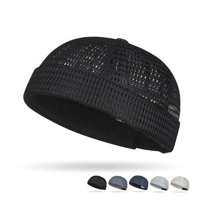 Summer Mesh Melon Skin Hat Breathable Brimless Docker Beanies Hat Adjustable Ultra-Light Hip Hop Cap Sailor Landlord Cap