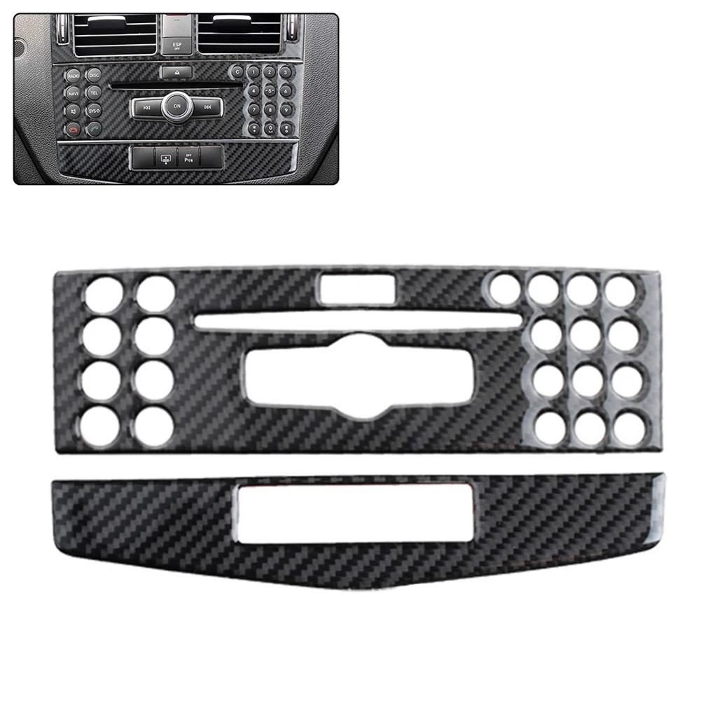 Car Center Console Air Conditioner CD Panel Cover Trim For Mercedes Benz C Class W204 C200 C260 C300 C180 2007-10 Carbon Fiber