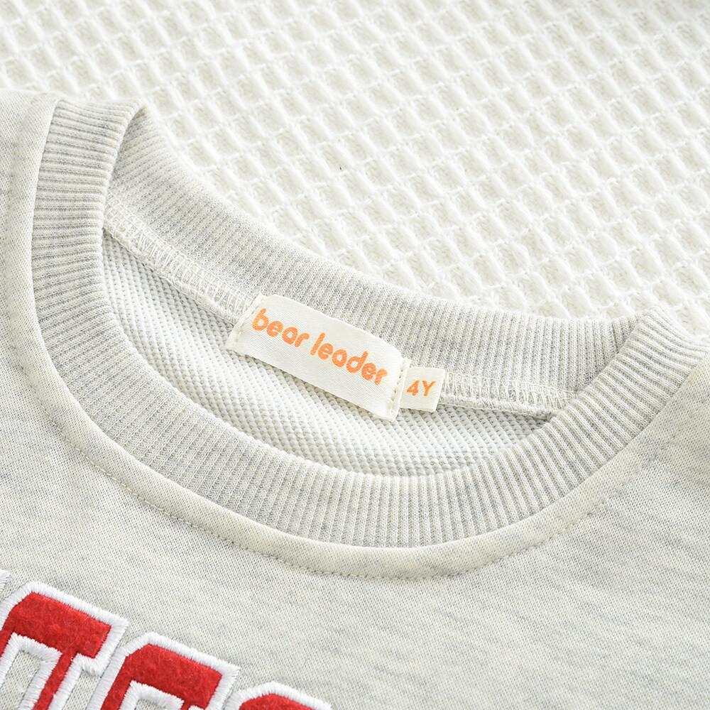 Girls Long Sleeved Suit Bear Leader 3-7 Years Grey Letter Print Hoodie + Pants Two-piece Sets TZ218