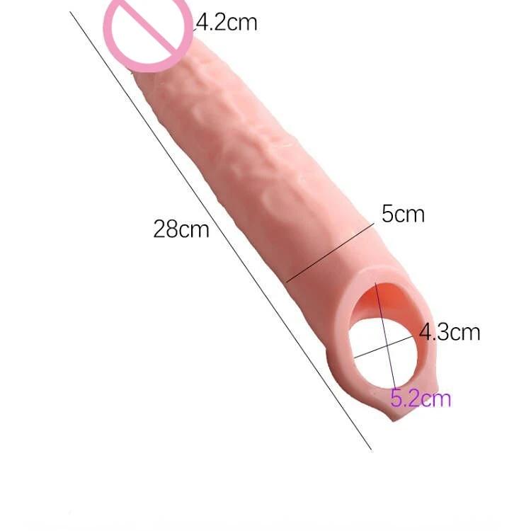 Reusable Condom Penis Sleeve Male Dick Enlargement Extender Spike Penis Cover Dildo Delay Ejaculation Sex Toy for Men Sexy Shop