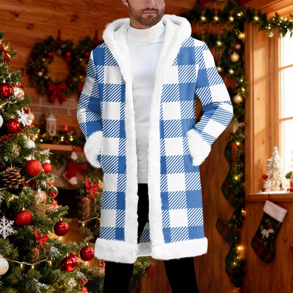 Pánský kardigan s kapucí, dlouhý, hřejivý kabát