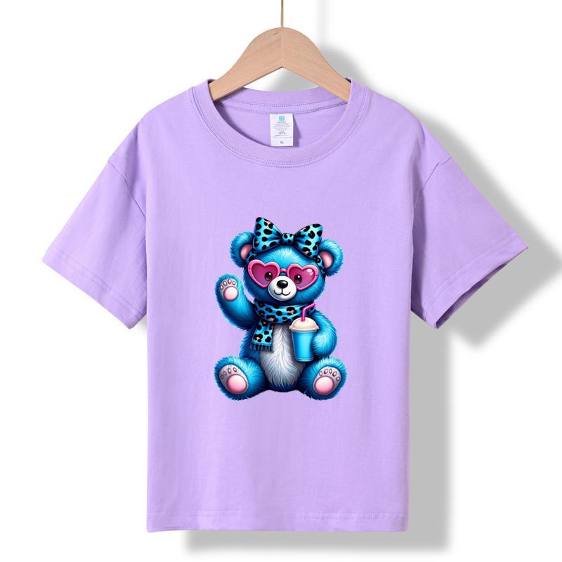 

XH19 MINISO 2026 Summer New Printed Cotton Round Neck T-shirt for Children Aged 1-16, Boys and Girls 150 фіолетовий