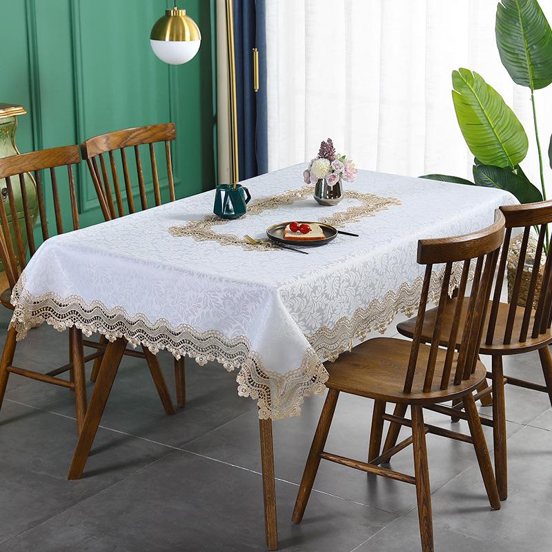 Christmas Tablecloth Waterproof Oil Resistant Light Luxury High-End Dining Tablecloth Hotel Home Lace Simple And Fashionable