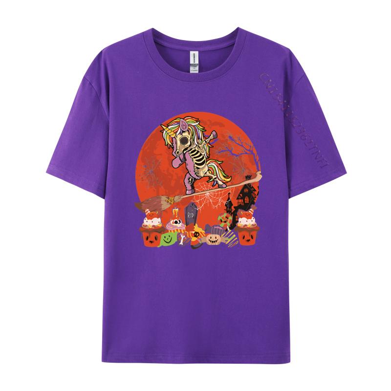 Halloween Unicorn Costume Skeleton Tshirt Pure Cotton High Street Tops T Shirt Casual Tee Shirts Man