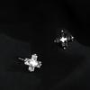 Men Cross Stud Earrings Hip Hop Punk Rock Crystal Geometric Ear Jewelry