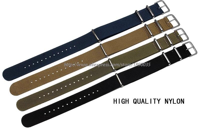 New Arrived Nylon Watchband 18mm 20mm 22mm 24mm Waterproof Straps Sport Army Green Khaki Blue Wrist Band Bracelet Accessories