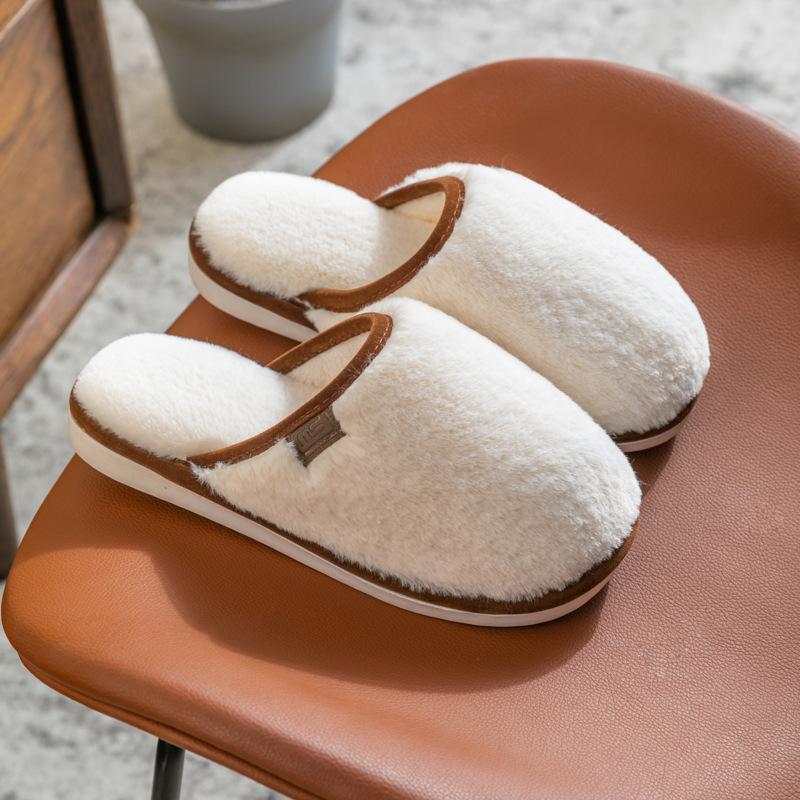 Men's and Women's New Cotton Slippers Home Furnishing Plush Slippers Thick Home Autumn and Winter Home Couple Shoes