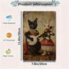 Vintage Rabbit and Cat Musicians Metal Wall Poster, Coffee Shop Decor