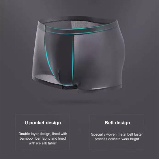 Men Boxer Underwear Mid-rise Elastic Waistband Short Briefs Breathable Smooth Lines Solid Color