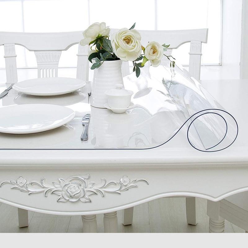 Transparent tablecloth waterproof, oil-resistant, scratch-resistant soft glass Silicone tablecloth Rectangular table mat | Layer