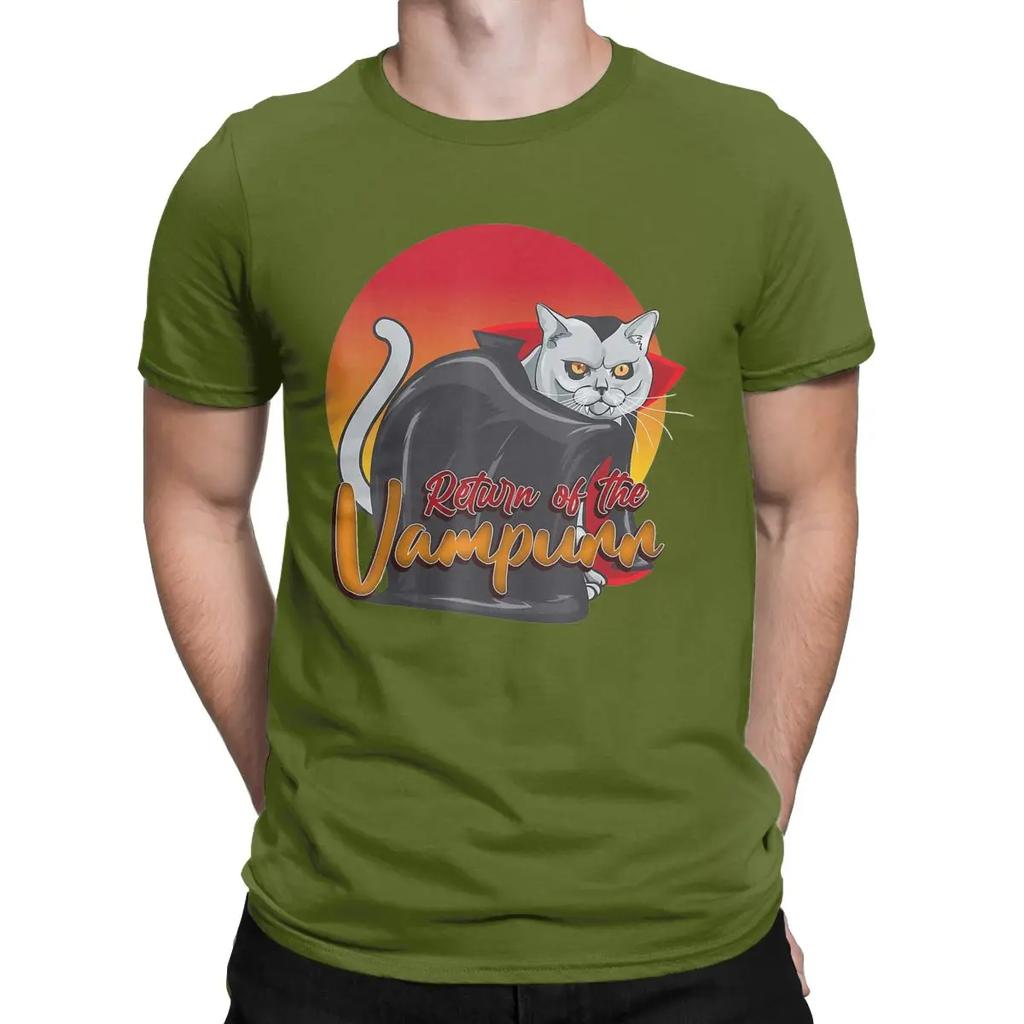 Men's Return Of The Vampurr Cat Vampire T Shirt Halloween Funny Cotton Clothes Short Sleeve Crewneck Tee Shirt New T-Shirts