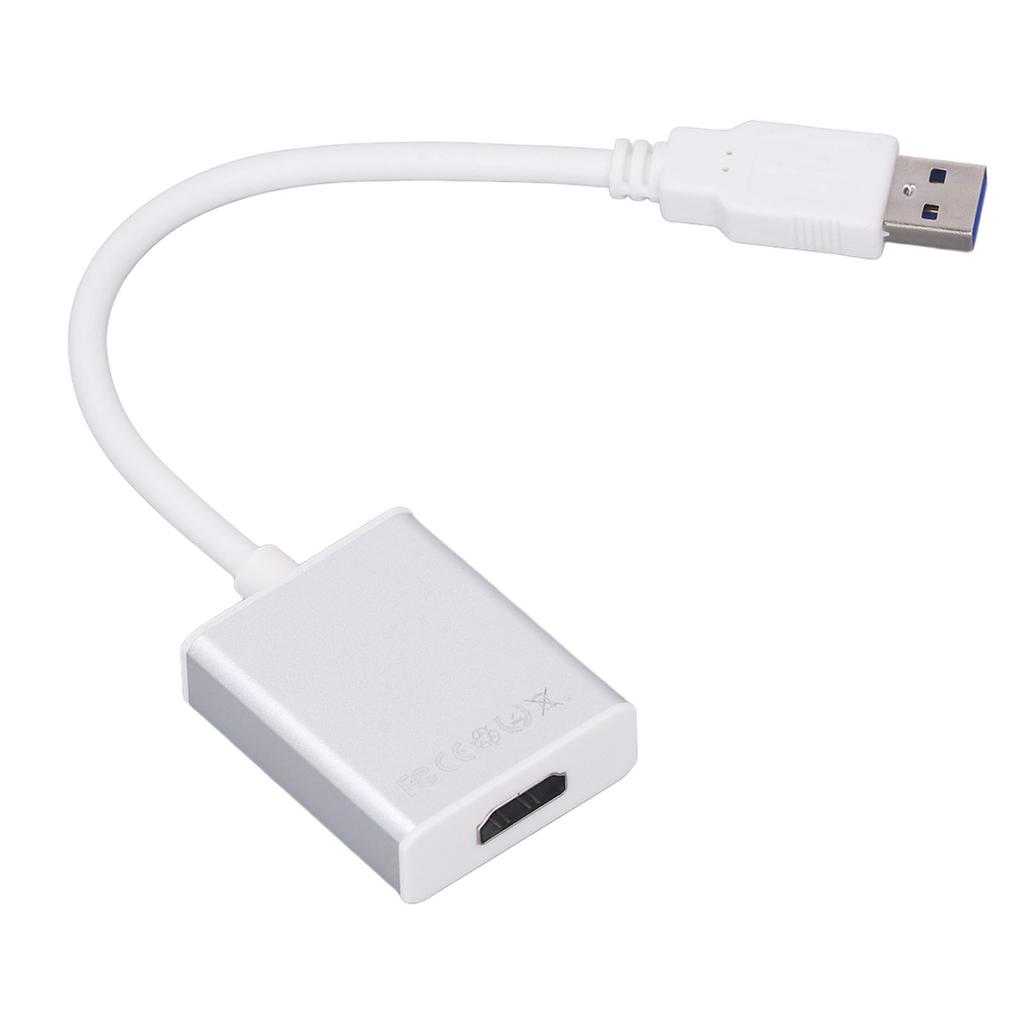 USB 3.0 to HD Multimedia Interface Adapter Aluminum Alloy Free Drive USB to HD Output Converter for Laptops Silver