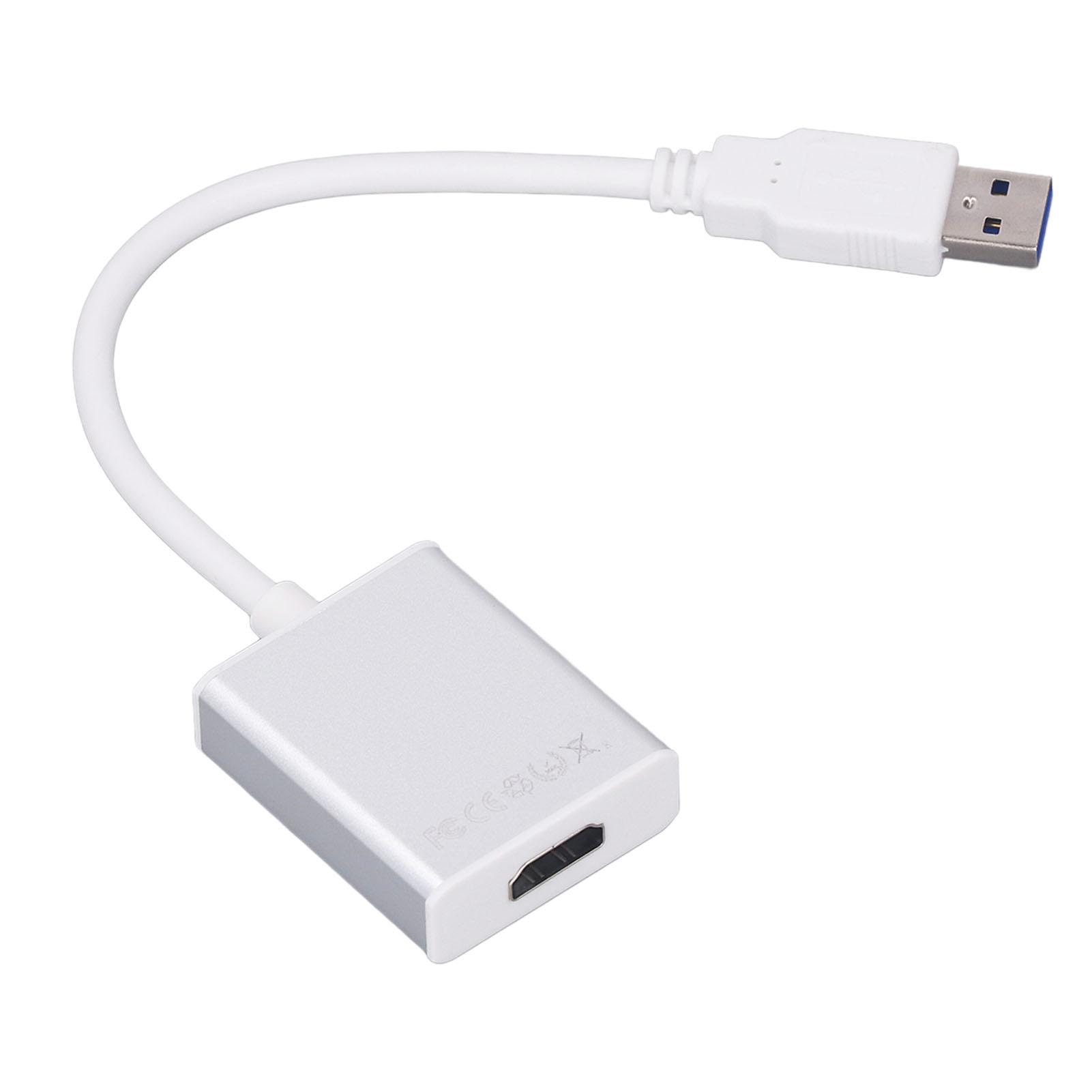 

USB 3.0 to HD Multimedia Interface Adapter Aluminum Alloy Free Drive USB to HD Output Converter for Laptops Silver