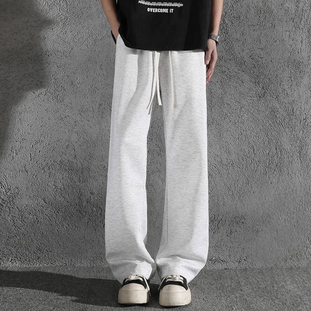 Foss Phil American Style Micro Flared Curved Blade Pants Men's Autumn Winter Casual Straight Loose Slim Sports Pants K1109 White Gray 2XL